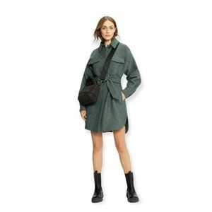 Ted Baker Wool Blend Emerii Belted Oversized Shacket Shirt Jacket